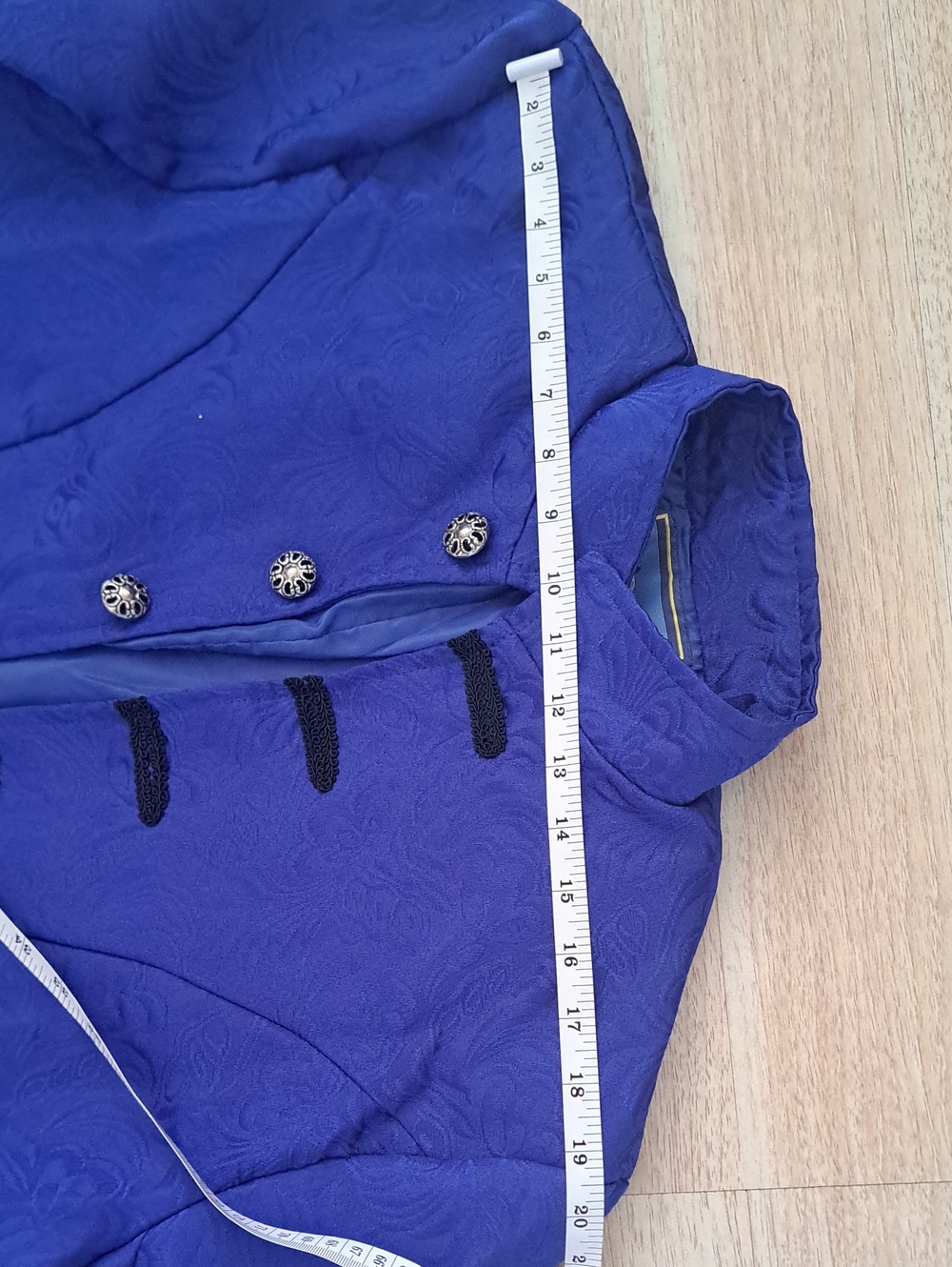Parrot Blue Costume Men's Court Prince Satin-Look Lined Jacket - Picture 6 of 8